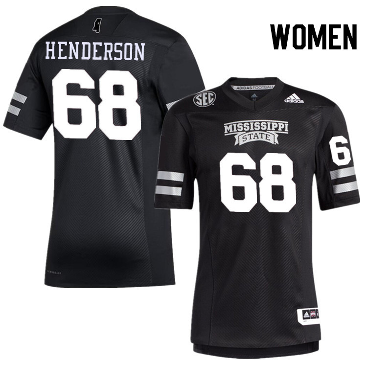 Women #68 Bailey Henderson Mississippi State Bulldogs College Football Jerseys Stitched-Black